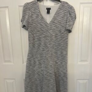 Kate and Lily Textured Herringbone Tweed Puff Short Sleeve Dress Size 8